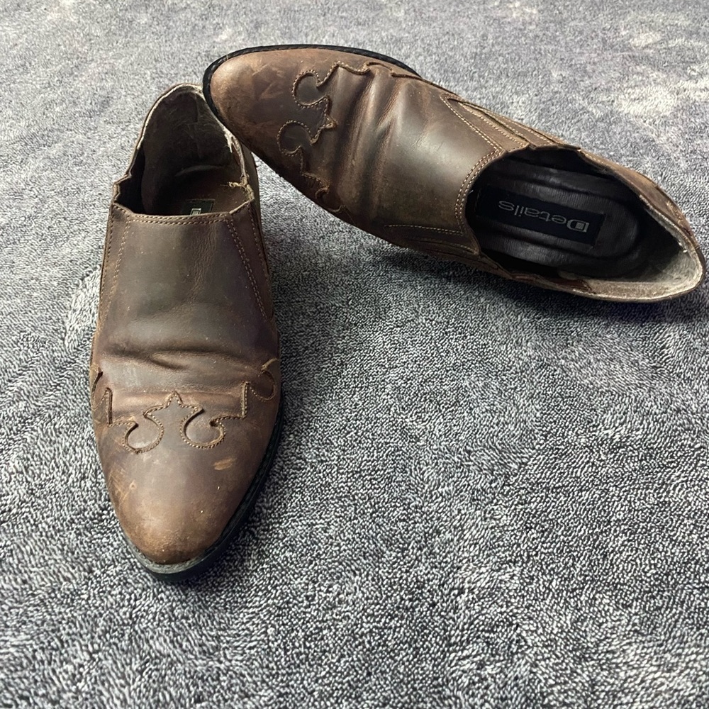 Details vintage western brown leather ankle boots woman’s size 7